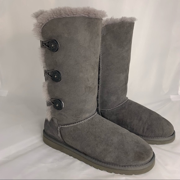 Ugg Bailey Button Gray Boots - Picture 5 of 6